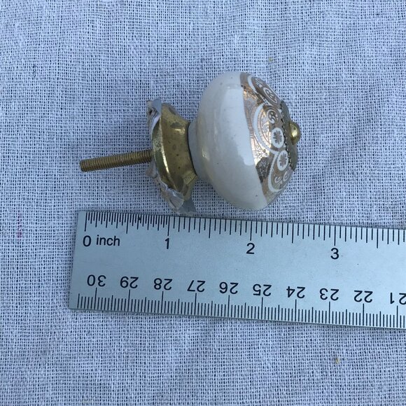 NEW Set 5 Decor Ceramic Gold Brass Decorative Drawer Cabinet Pulls Knobs - Picture 9 of 10